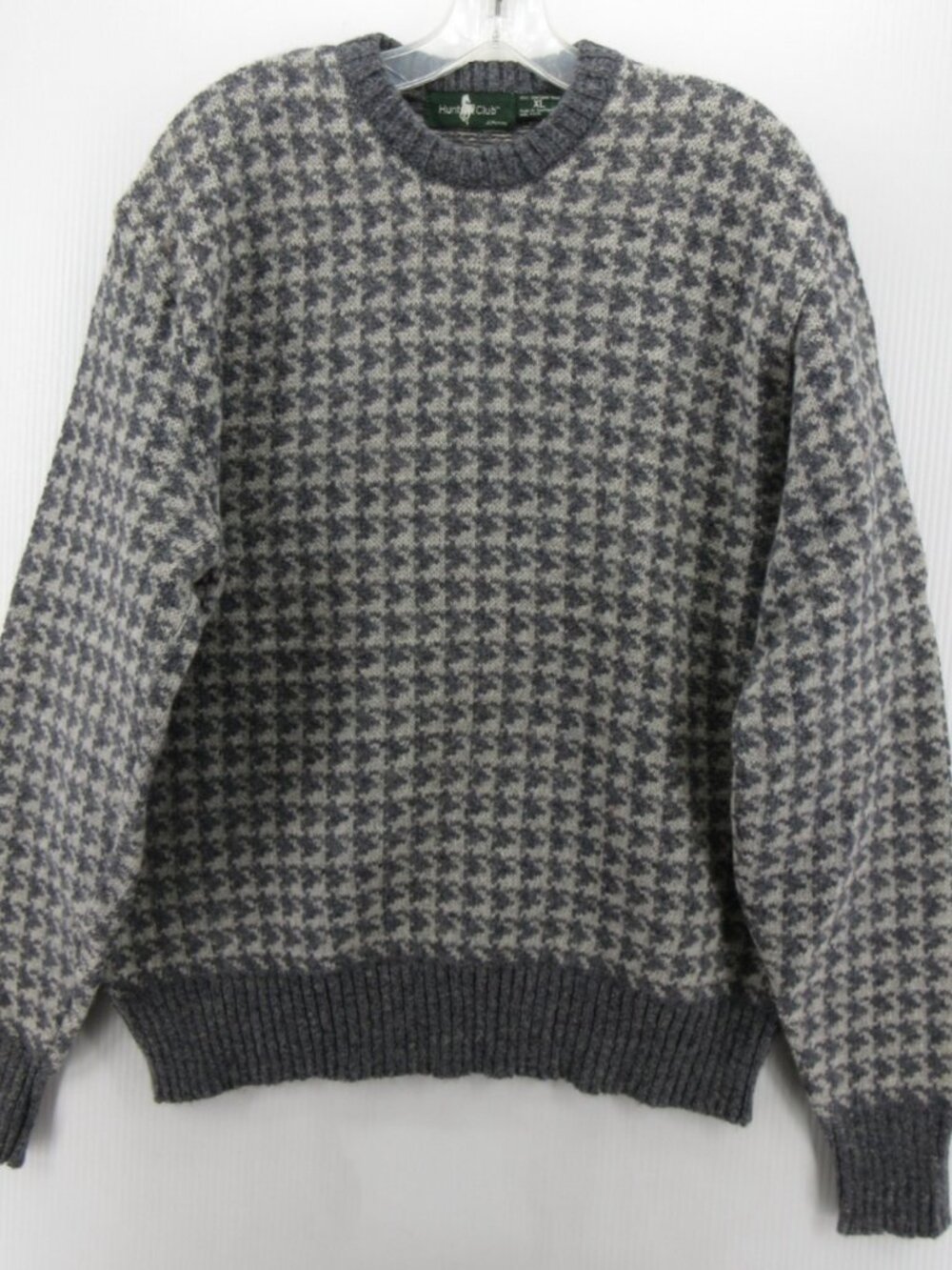 VTG Hunt Club Sweater XL JC Penney Shetland Wool Houndstooth Scotland